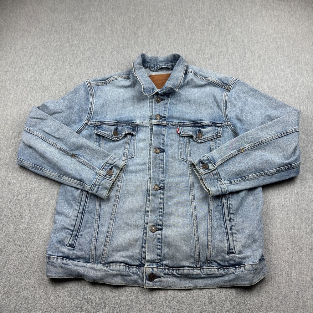Levis Jacket Mens XL Blue Denim Trucker Westerrn Cowboy Red Tag Classic Pockets